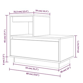 Nachtkastje 60x34x51 cm massief grenenhout wit 8720286923573 10