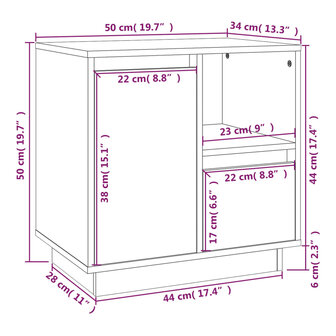 Nachtkastjes 2 st 50x34x50 cm massief grenenhout wit 8720845581251 12