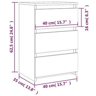 Nachtkastje 40x35x62,5 cm bewerkt hout bruin eikenkleur 8720286932377 8