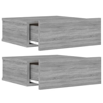 Nachtkastjes 2 st zwevend 40x30x15 cm bewerkt hout grijs sonoma 8720286975350 6