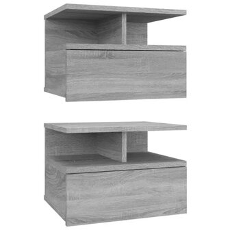 Nachtkastjes 2 st zwevend 40x31x27 cm bewerkt hout grijs sonoma 8720286975473 2