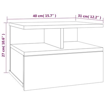 Nachtkastjes 2 st zwevend 40x31x27 cm bewerkt hout grijs sonoma 8720286975473 8