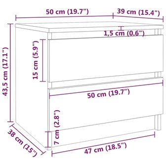 Nachtkastje 50x39x43,5 cm bewerkt hout grijs sonoma eikenkleur 8720286978474 6