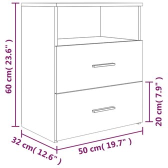 Nachtkastje 50x32x60 cm gerookt eikenkleurig 8720286978665 8