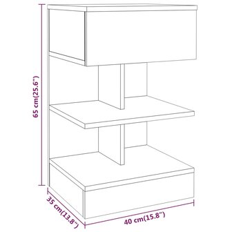 Nachtkastje 40x35x65 cm bewerkt hout gerookt eikenkleurig 8720286979419 8