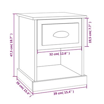 Nachtkastjes 2 st 39x39x47,5 cm bewerkt hout wit 8720845790196 11