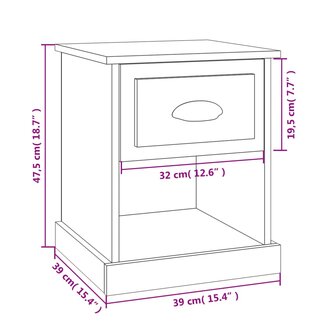 Nachtkastje 39x39x47,5 cm bewerkt hout zwart 8720845790202 10