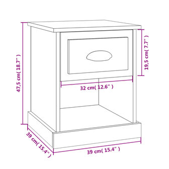 Nachtkastje 39x39x47,5 cm bewerkt hout sonoma eikenkleurig 8720845790240 10