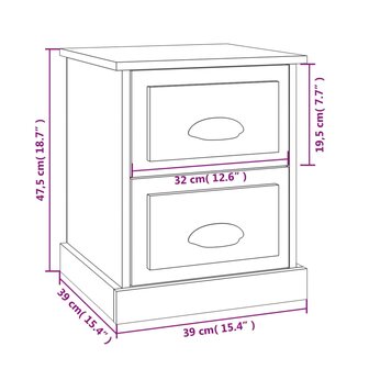 Nachtkastje 39x39x47,5 cm bewerkt hout wit 8720845790349 10