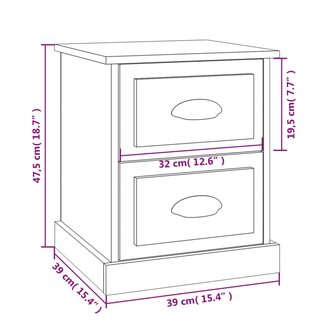 Nachtkastjes 2 st 39x39x47,5 cm bewerkt hout wit 8720845790356 11