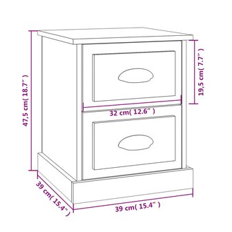 Nachtkastje 39x39x47,5 cm bewerkt hout hoogglans wit 8720845790387 10