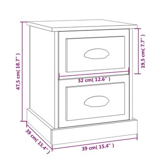 Nachtkastje 39x39x47,5 cm bewerkt hout betongrijs 8720845790424 10