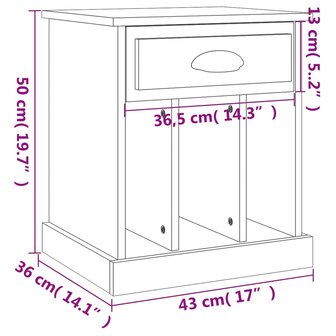 Nachtkastje 43x36x50 cm hoogglans wit 8720845792381 10