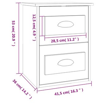 Nachtkastje wandgemonteerd 41,5x36x53 cm hoogglans wit 8720845792862 11