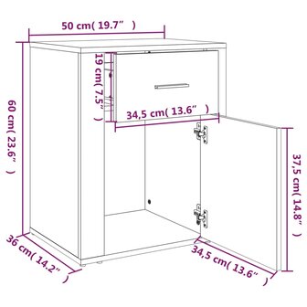 Nachtkastje 50x36x60 cm bewerkt hout zwart 8720287221654 11