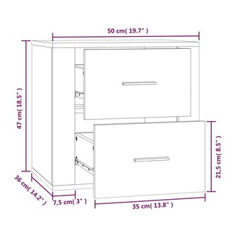 Nachtkastje wandgemonteerd 50x36x47 cm wit 8720287222606 11