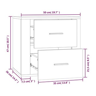 Nachtkastje wandgemonteerd 50x36x47 cm sonoma eikenkleurig 8720287222637 11