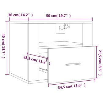 Nachtkastje wandgemonteerd 50x36x40 cm wit 8720287222842 10