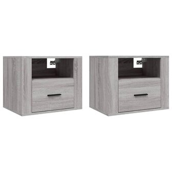 Nachtkastjes 2 st wandgemonteerd 50x36x40 cm grijs sonoma eiken 8720287222972 2