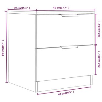 Nachtkastje bewerkt hout gerookt eikenkleurig 8720286968048 8