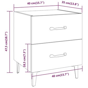 Nachtkastje 40x35x47,5 cm grijs sonoma eikenkleurig 8720286973035 7