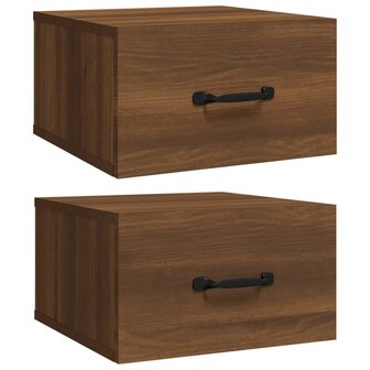 Nachtkastjes 2 st wandgemonteerd 35x35x20 cm bruin eikenkleur 8720287086918 2