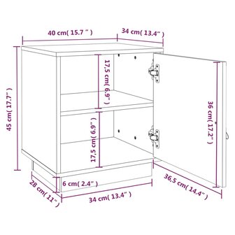 Nachtkastje 40x34x45 cm massief grenenhout zwart 8720287203681 11