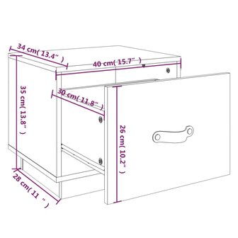 Nachtkastje 40x34x35 cm massief grenenhout grijs 8720287203742 9