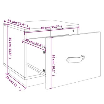 Nachtkastje 40x34x35 cm massief grenenhout zwart 8720287203780 9