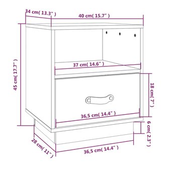 Nachtkastje 40x34x45 cm massief grenenhout wit 8720287203827 10