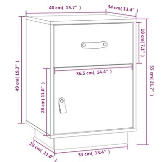 Nachtkastje 40x34x55 cm massief grenenhout grijs 8720287203940 10