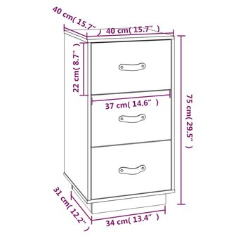 &nbsp;Nachtkastje 40x40x75 cm massief grenenhout wit 8720287204220 9