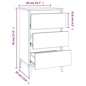 Nachtkastje 40x35x70 cm bewerkt hout hoogglans wit 8720845737603 10