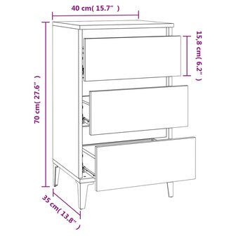 Nachtkastje 40x35x70 cm bewerkt hout gerookt eikenkleurig 8720845737634 10