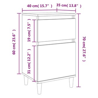 Nachtkastje 40x35x70 cm bewerkt hout betongrijs 8720845737900 11