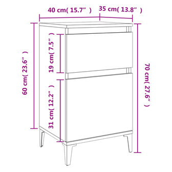 Nachtkastjes 2 st 40x35x70 cm hoogglans wit 8720845738037 11