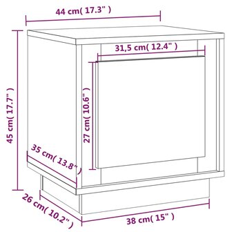 Nachtkastje 44x35x45 cm bewerkt hout wit 8720845794187 11