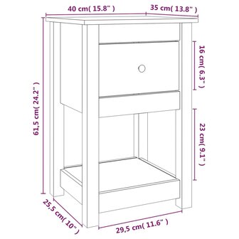 Nachtkastje 40x35x61,5 cm massief grenenhout grijs 8720845556846 9