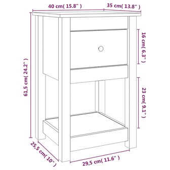 Nachtkastje 40x35x61,5 cm massief grenenhout zwart 8720845556884 9