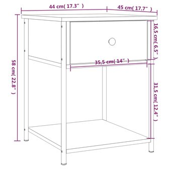 Nachtkastje 44x45x58 cm bewerkt hout zwart 8720845938024 11