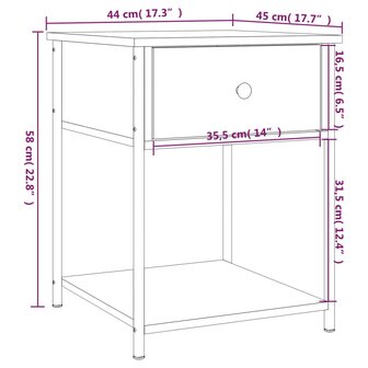 Nachtkastjes 2 st 44x45x58 cm bewerkt hout gerookt eikenkleurig 8720845938079 12