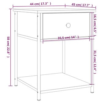 Nachtkastjes 2 st 44x45x58 cm bewerkt hout grijs sonoma eiken 8720845938093 12