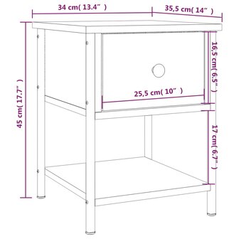 Nachtkastje 34x35,5x45 cm bewerkt hout zwart 8720845938123 11