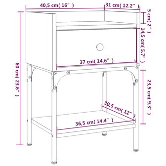 Nachtkastjes 2 st 40,5x31x60 cm bewerkt hout zwart 8720845938536 12