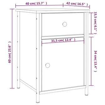 Nachtkastje 40x42x60 cm bewerkt hout zwart 8720845938628 12