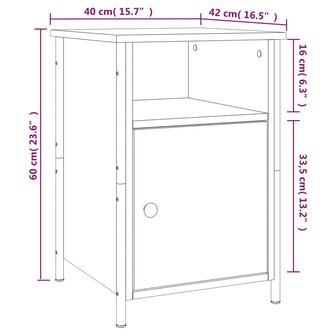 Nachtkastje 40x42x60 cm bewerkt hout sonoma eikenkleurig 8720845938741 12