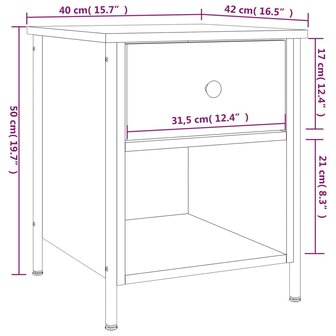 Nachtkastjes 2 st 40x42x50 cm bewerkt hout gerookt eikenkleurig 8720845938970 12