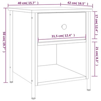 Nachtkastjes 2 st 40x42x50 cm bewerkt hout grijs sonoma eiken 8720845938994 12