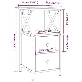 Nachtkastjes 2 st 34x35,5x70 cm bewerkt hout zwart 8720845939038 12