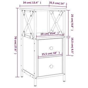 Nachtkastjes 2 st 34x35,5x70 cm bewerkt hout grijs sonoma eiken 8720845939090 12